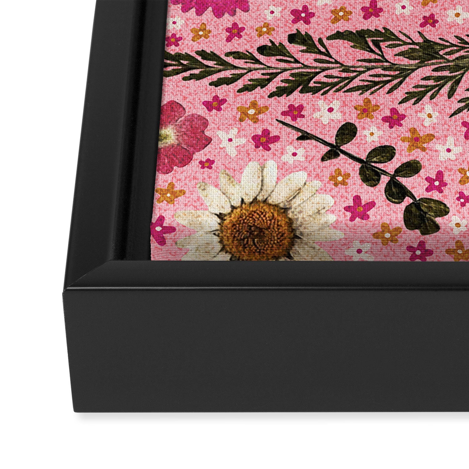 Dried Flower Print in Pink Framed Canvas Print Gallery Image 3