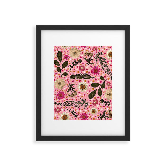 Dried Flower Print in Pink Framed Art Print Gallery Image 1