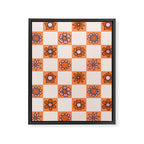 Fall Flower Checkered Print in Peach Framed Canvas Print Gallery Image 8