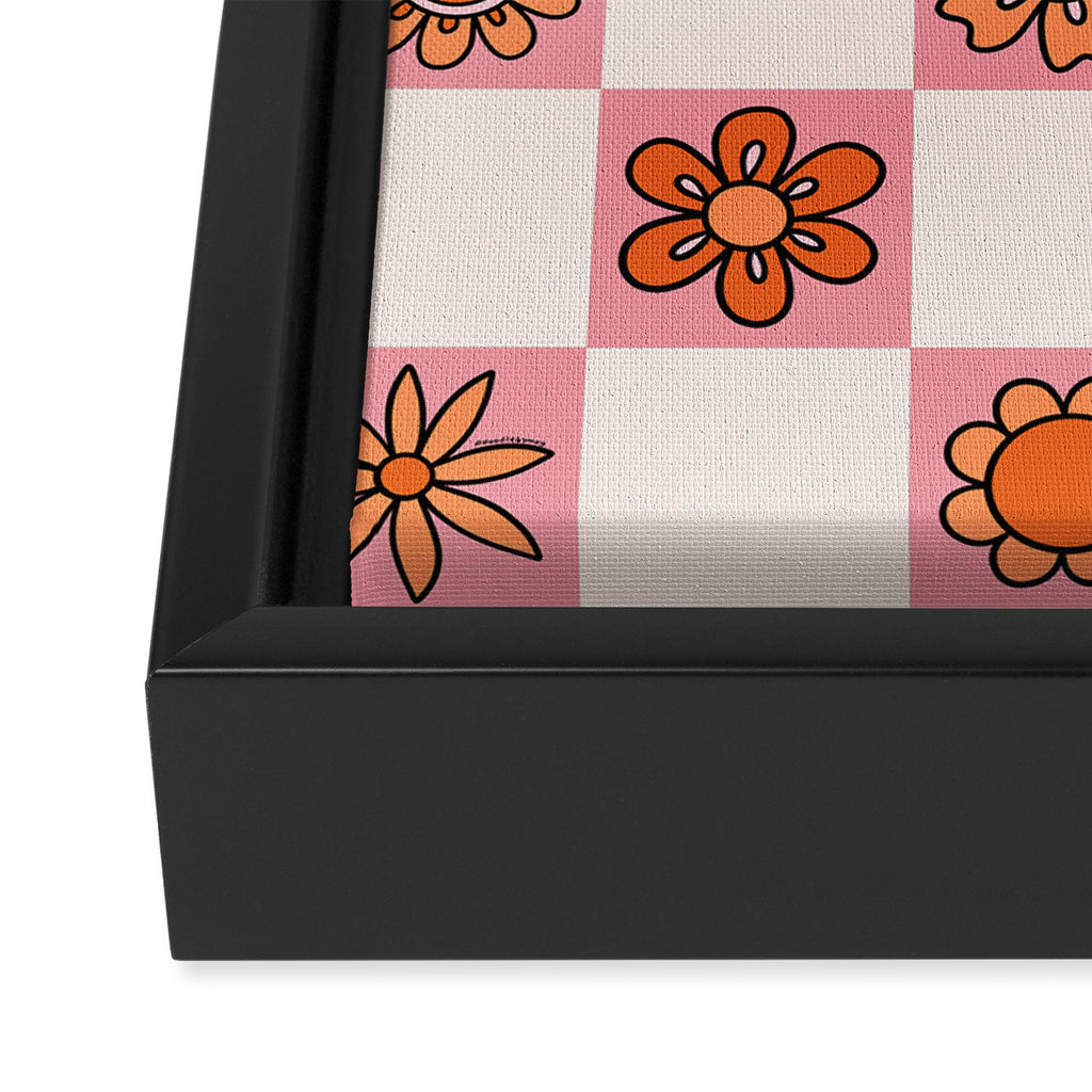 Fall Flower Print in Pink Framed Canvas Print Gallery Image 3