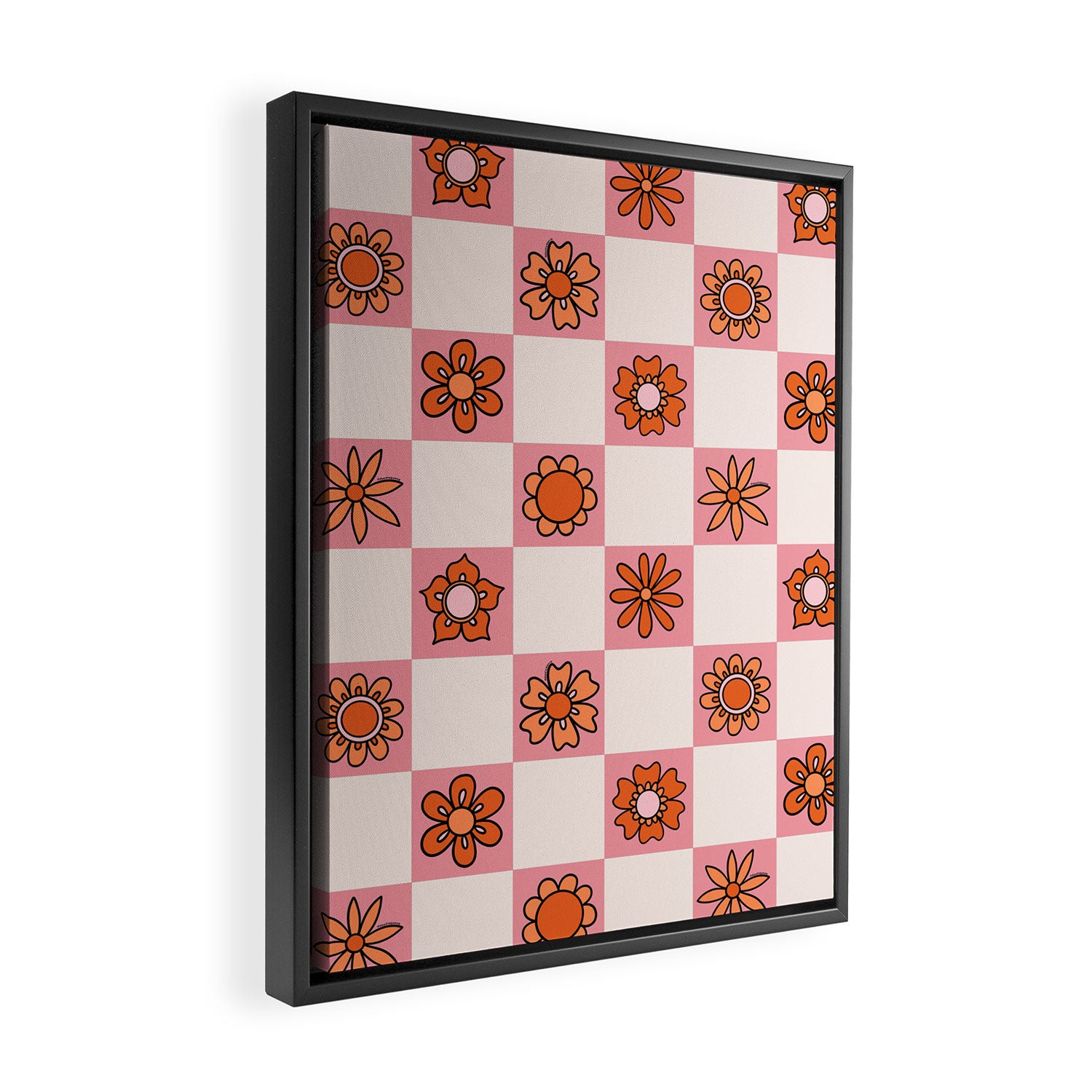 Fall Flower Print in Pink Framed Canvas Print Gallery Image 2
