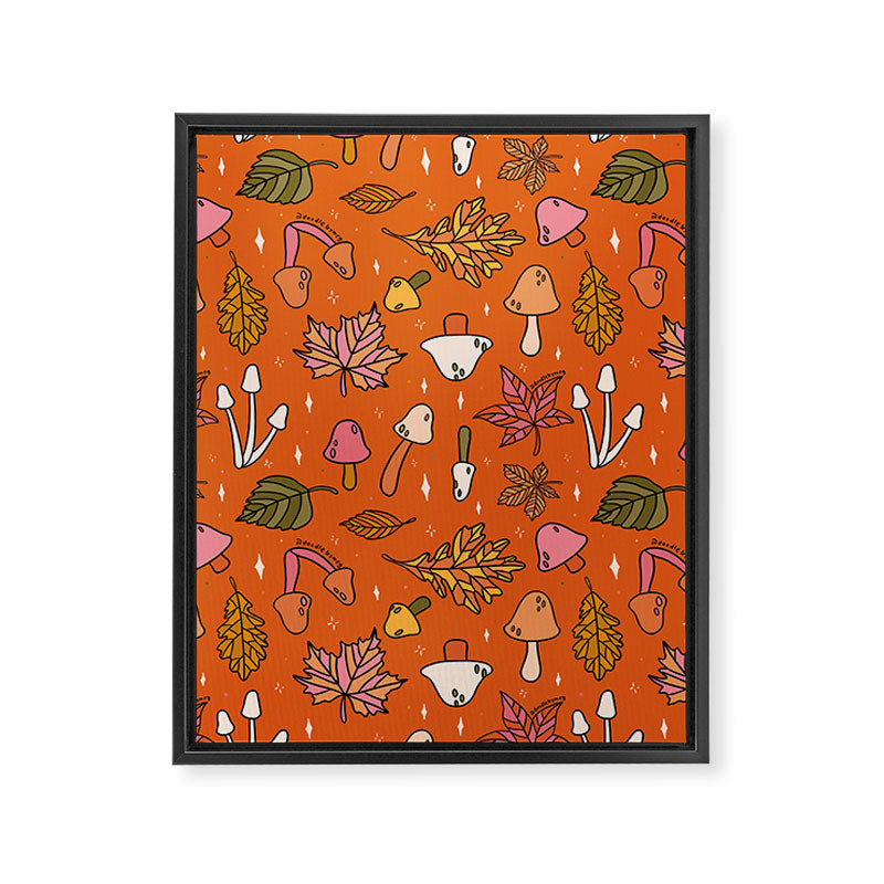Falling Leaves Print in Orange Framed Canvas Print Gallery Image 8