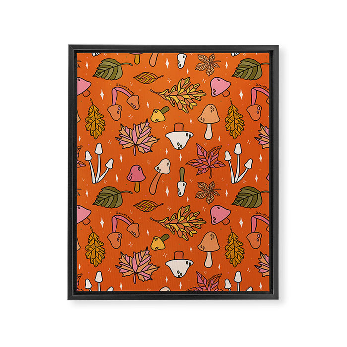 Falling Leaves Print in Orange Framed Canvas Print Gallery Image 1