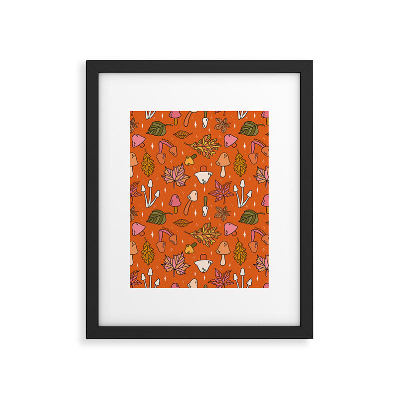 Falling Leaves Print in Orange Framed Art Print Gallery Image 6