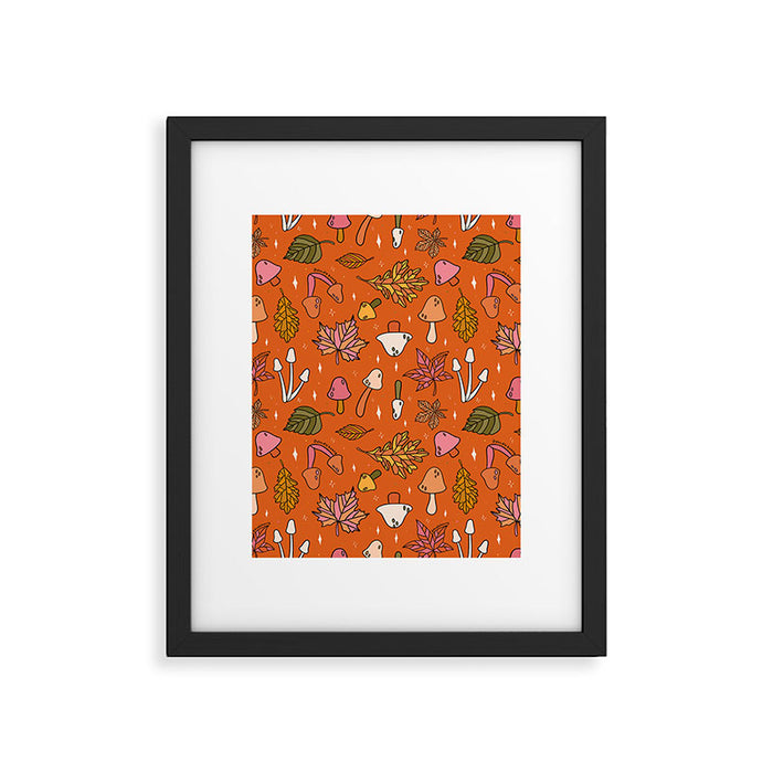 Falling Leaves Print in Orange Framed Art Print Gallery Image 1