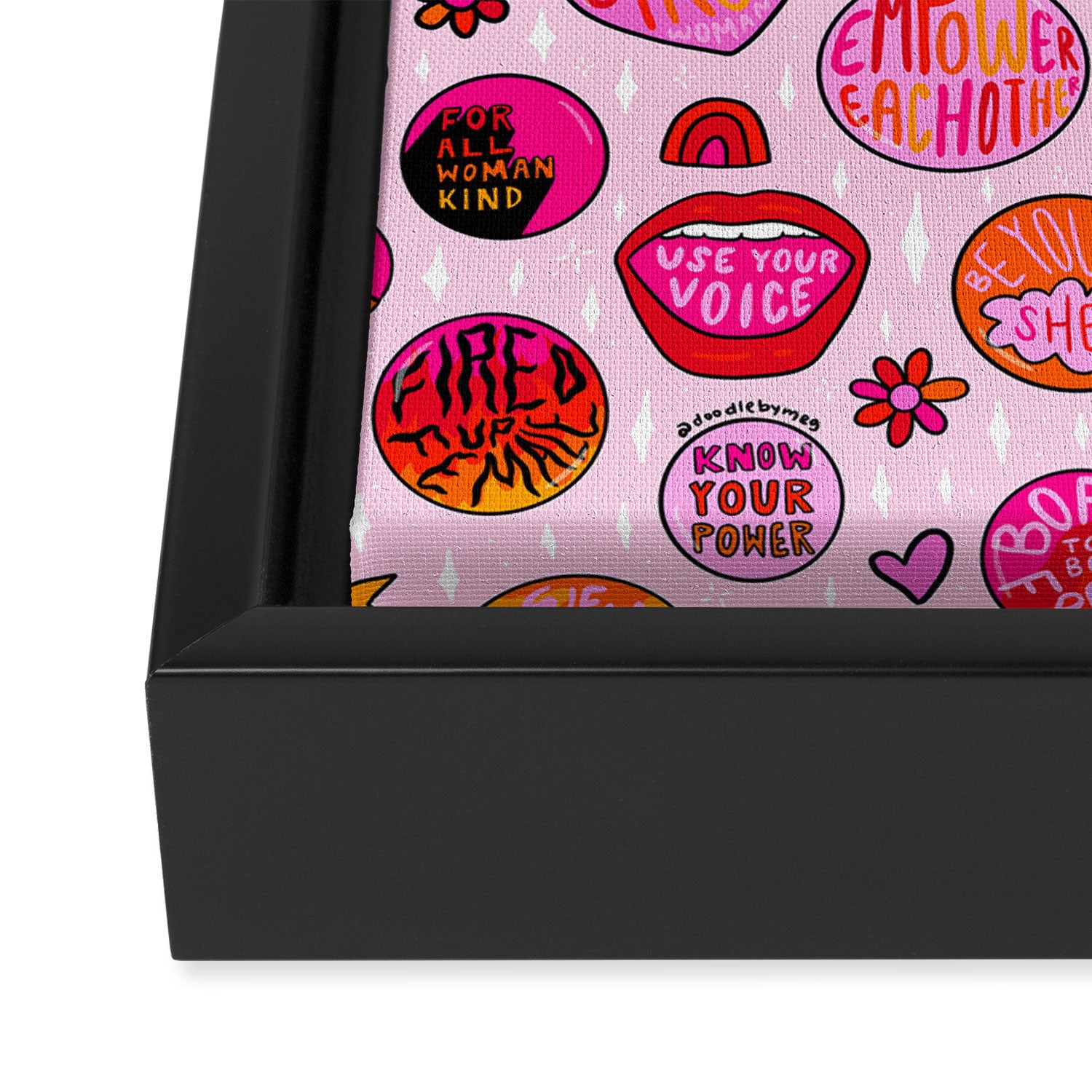Feminist Buttons Framed Canvas Print Gallery Image 3