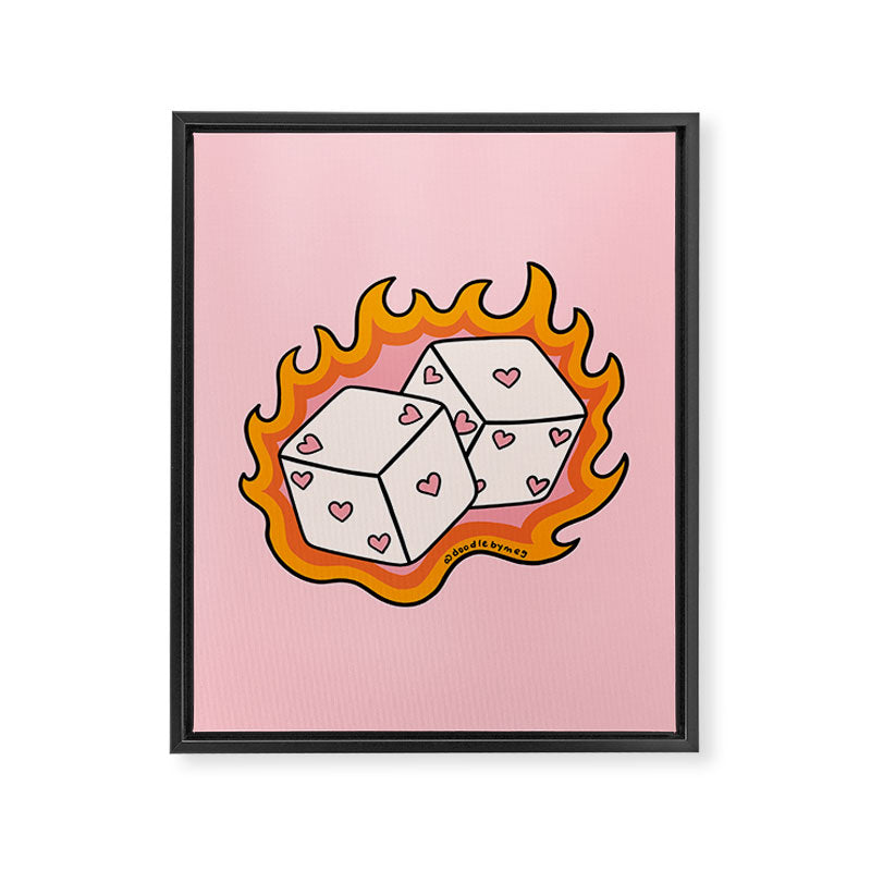 Flame Dice Framed Canvas Print Gallery Image 8