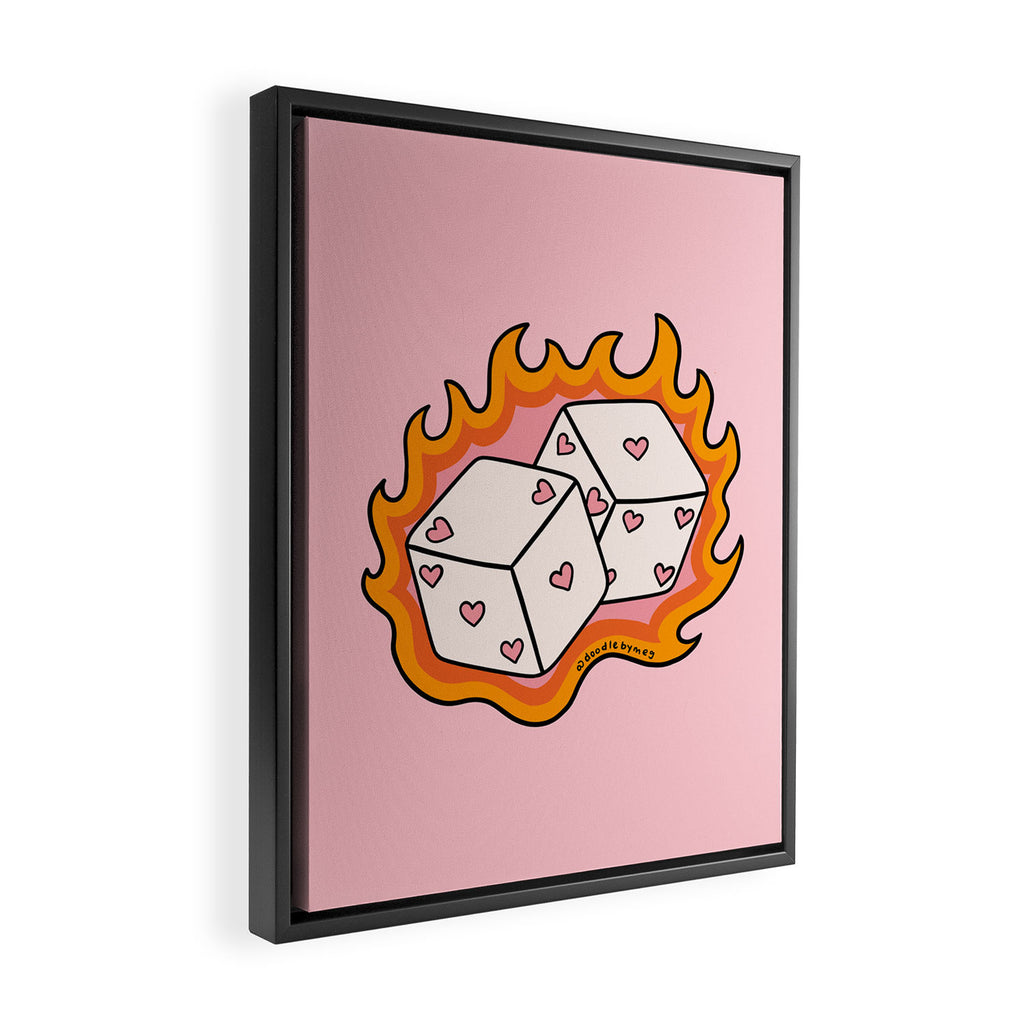 Flame Dice Framed Canvas Print Gallery Image 2