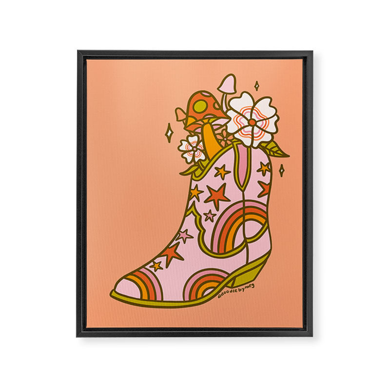 Flower Cowboy Boot Framed Canvas Print Gallery Image 8