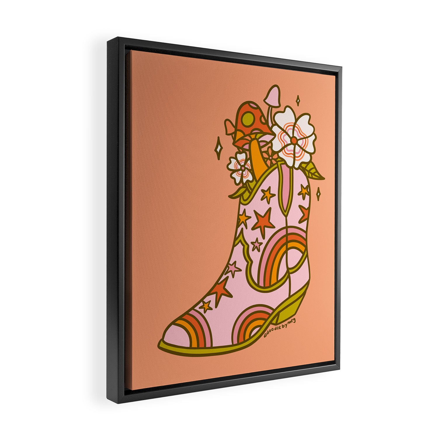 Flower Cowboy Boot Framed Canvas Print Gallery Image 2