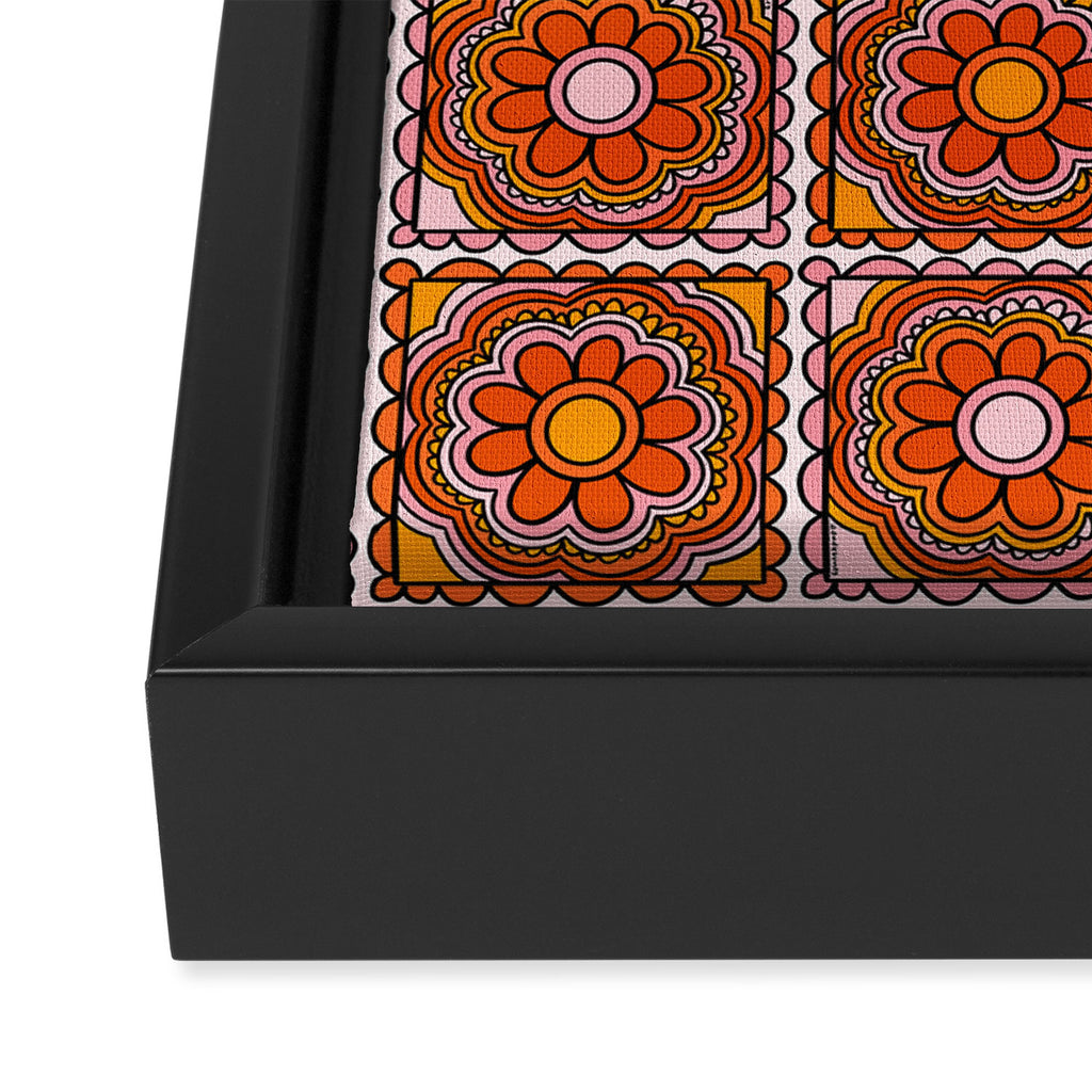 Flower Granny Square Print Framed Canvas Print Gallery Image 3