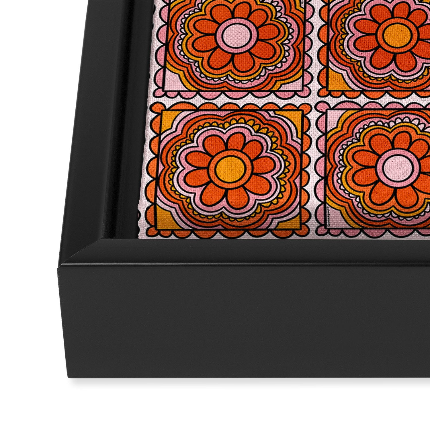Flower Granny Square Print Framed Canvas Print Gallery Image 3