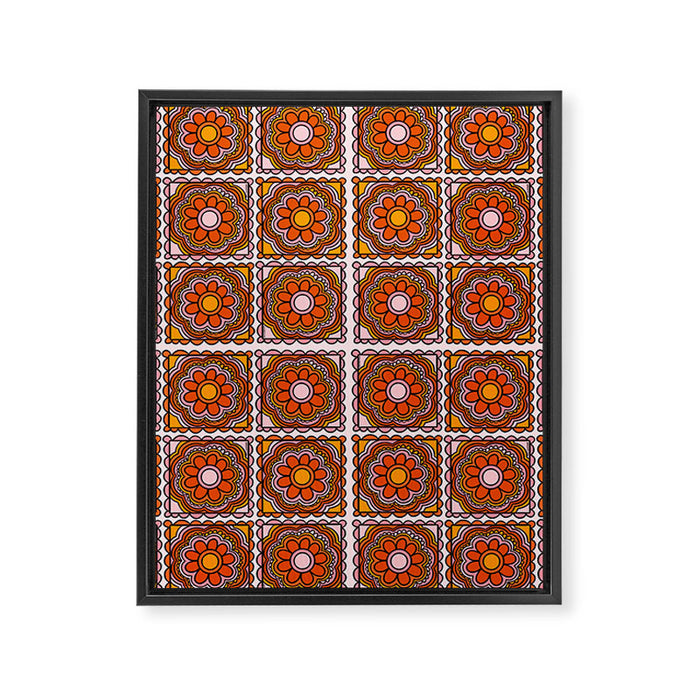 Flower Granny Square Print Framed Canvas Print Gallery Image 1