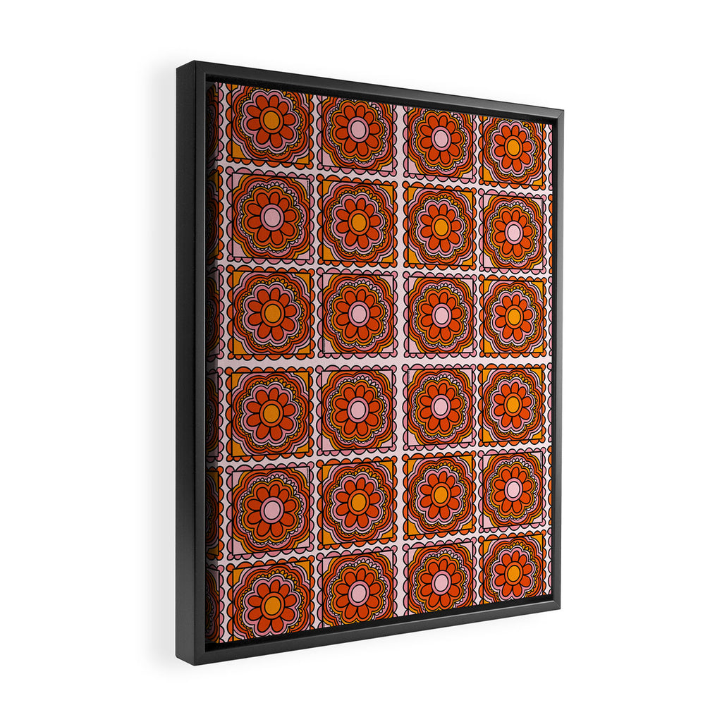 Flower Granny Square Print Framed Canvas Print Gallery Image 2