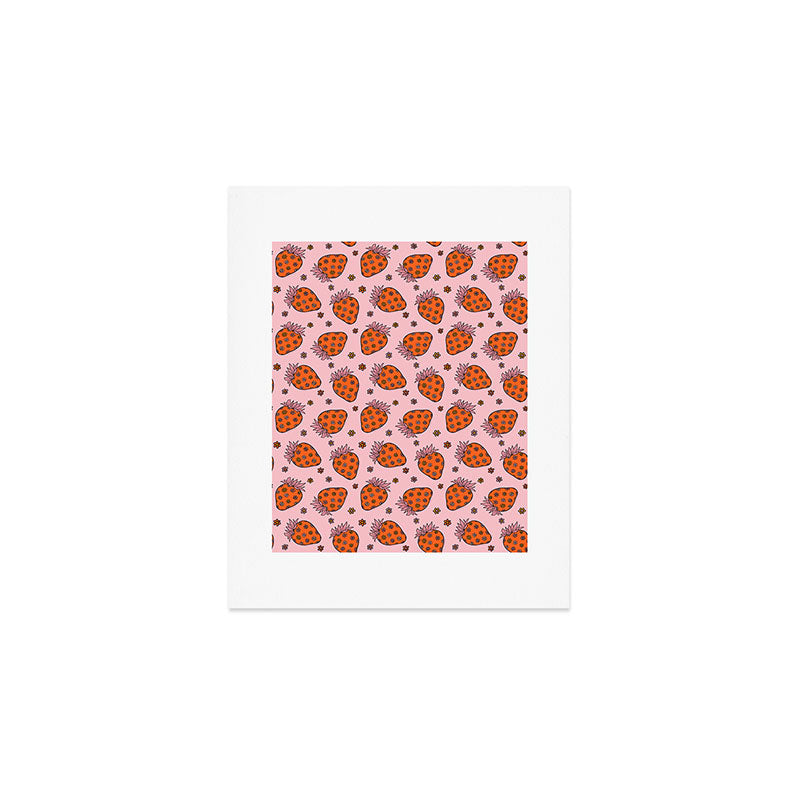 Flower Strawberry Print Art Print Gallery Image 1