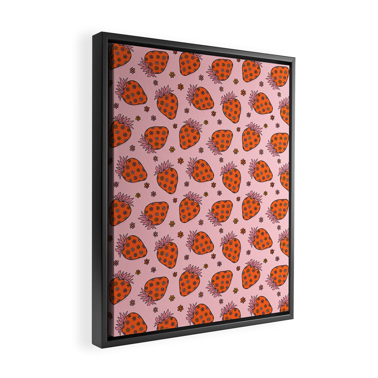 Flower Strawberry Print Framed Canvas Print Gallery Image 2