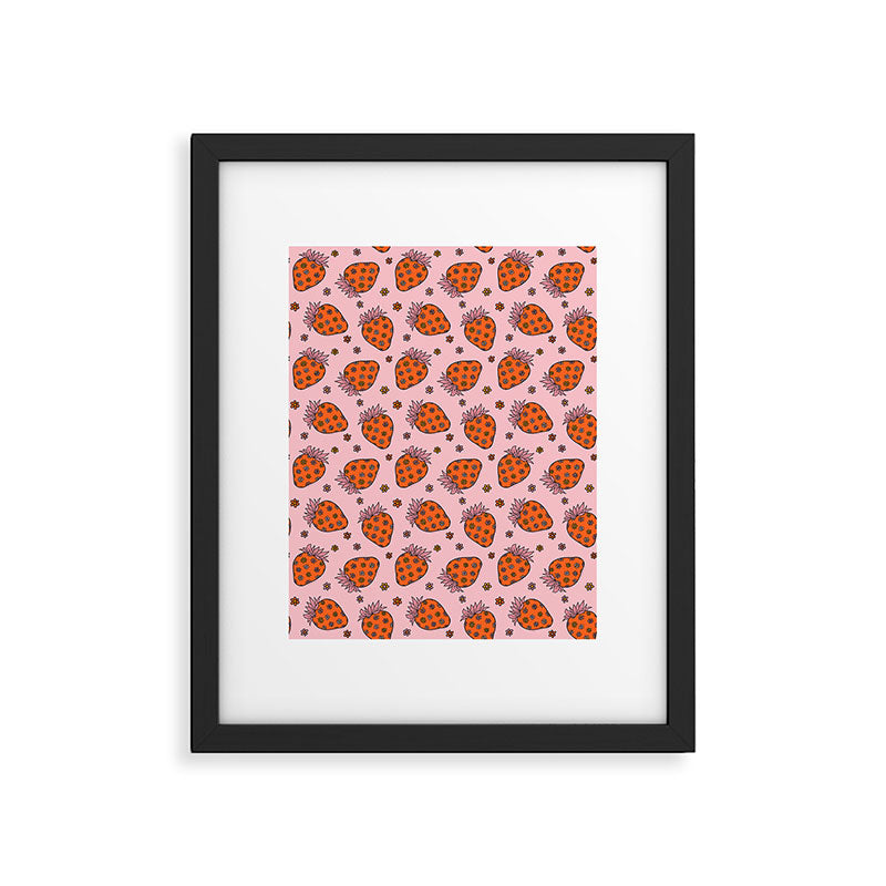 Flower Strawberry Print Framed Art Print Gallery Image 6