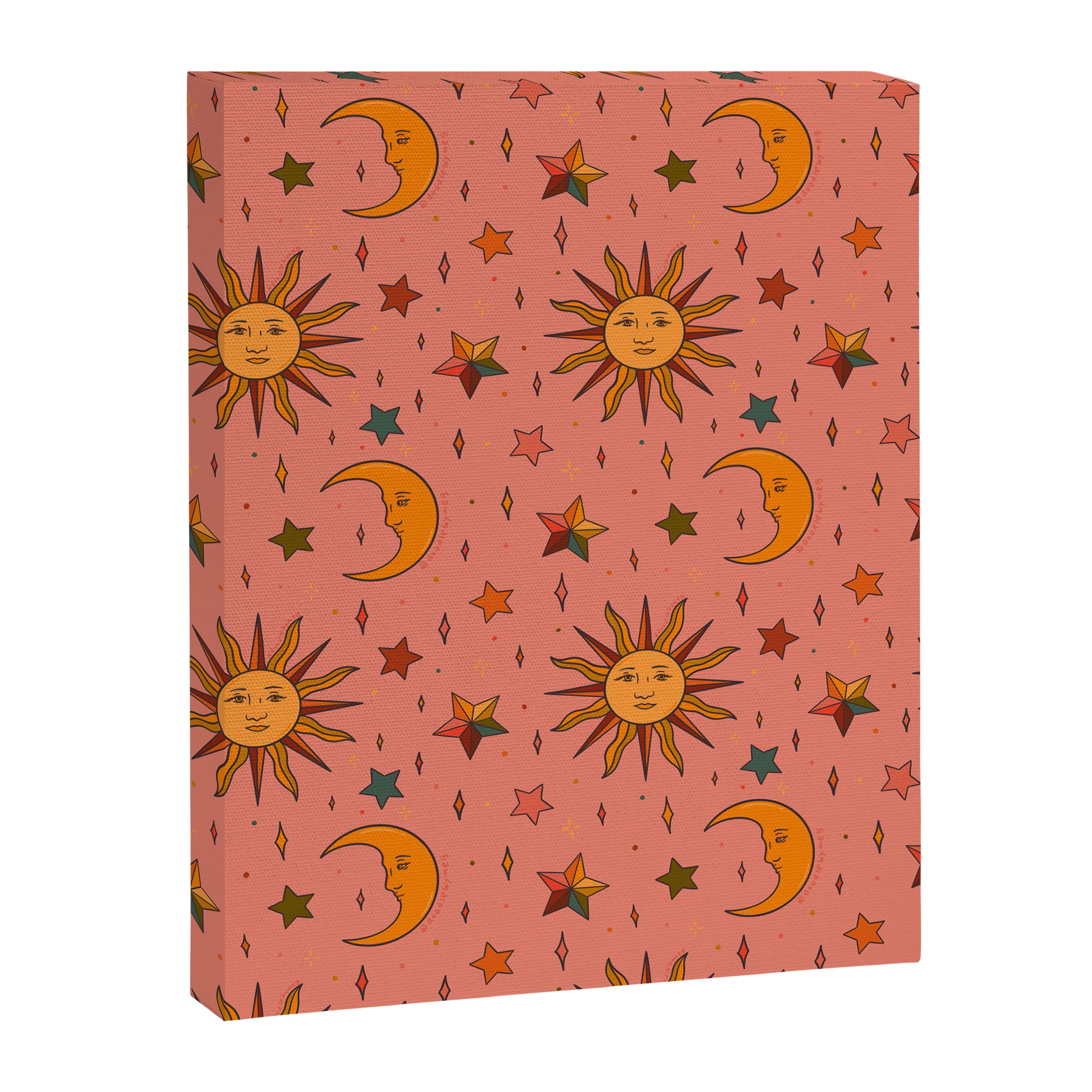 Folk Moon and Star Print Canvas Print Gallery Image 8