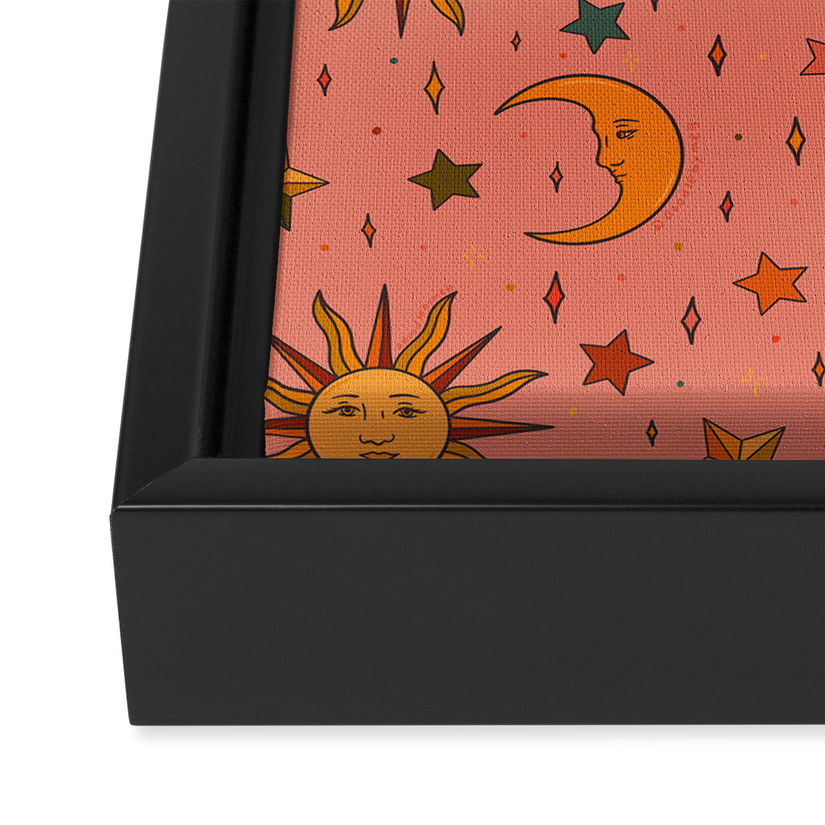 Folk Moon and Star Print Framed Canvas Print Gallery Image 3