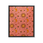 Folk Moon and Star Print Framed Canvas Print Gallery Image 8