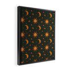 Folk Moon and Star Print in Teal Framed Canvas Print Gallery Image 2