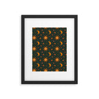 Folk Moon and Star Print in Teal Framed Art Print Gallery Image 4