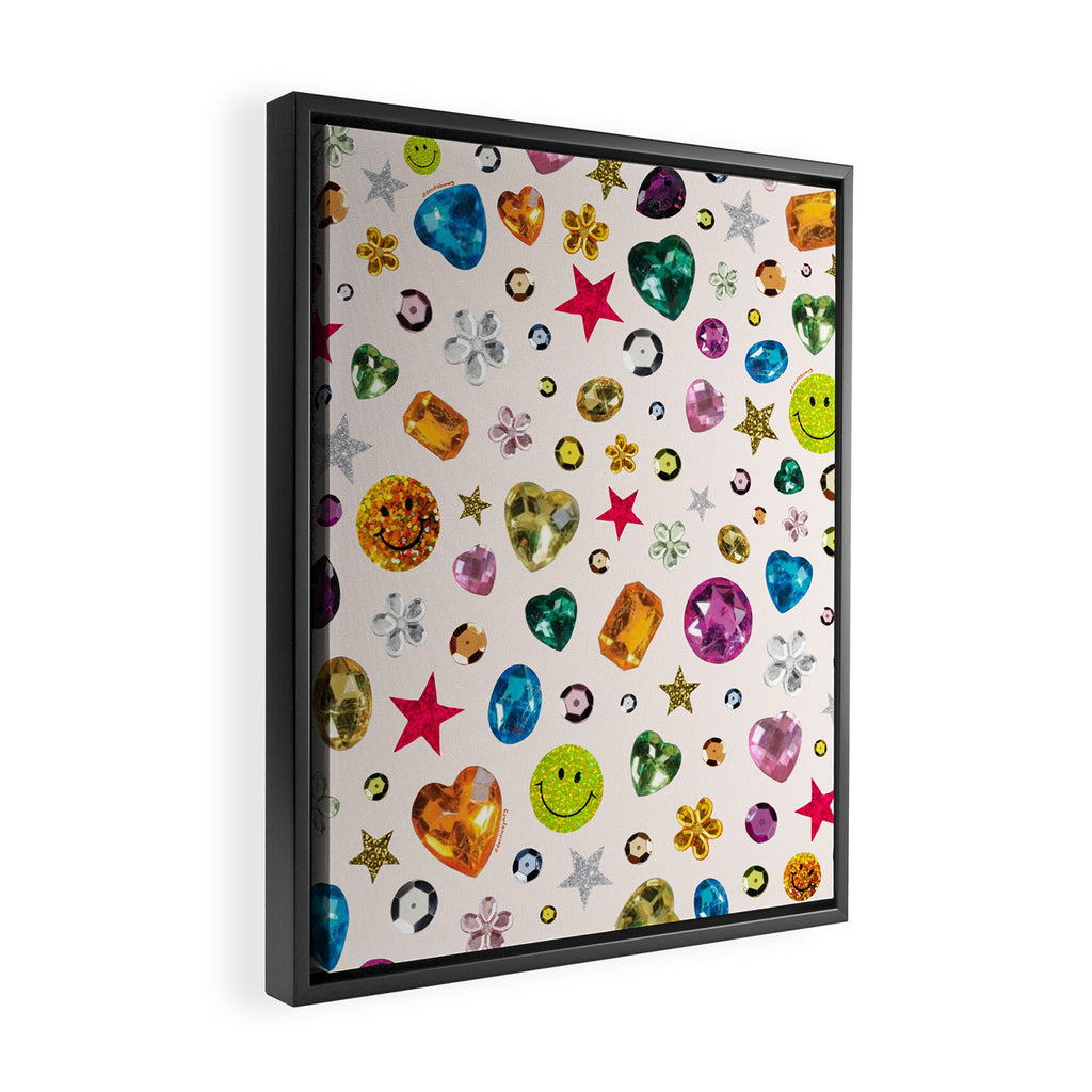 Gem Print in Cream Framed Canvas Print Gallery Image 2