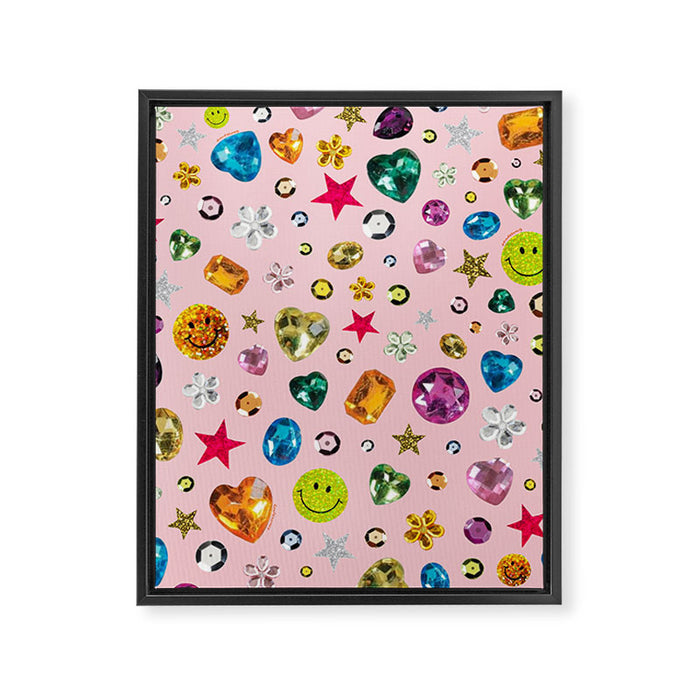 Gem Print in Pink Framed Canvas Print Gallery Image 1