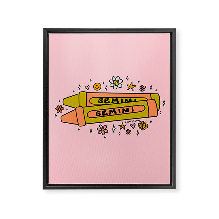 Gemini Crayon Framed Canvas Print Gallery Image 1