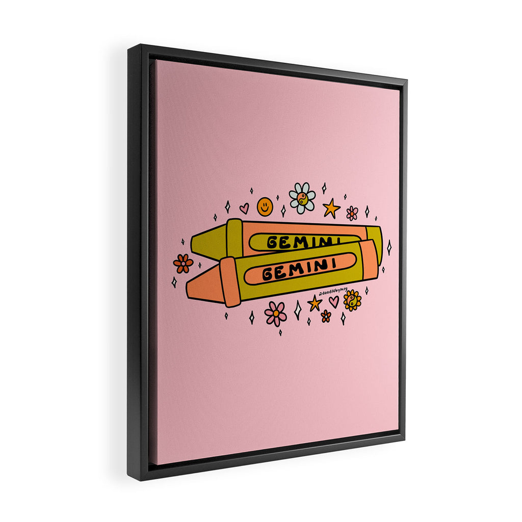Gemini Crayon Framed Canvas Print Gallery Image 2