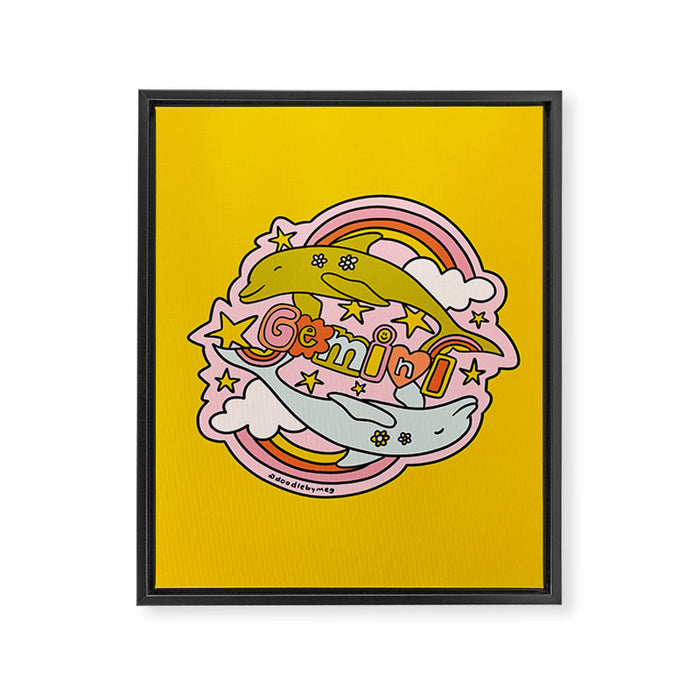Gemini Dolphin Framed Canvas Print Gallery Image 1