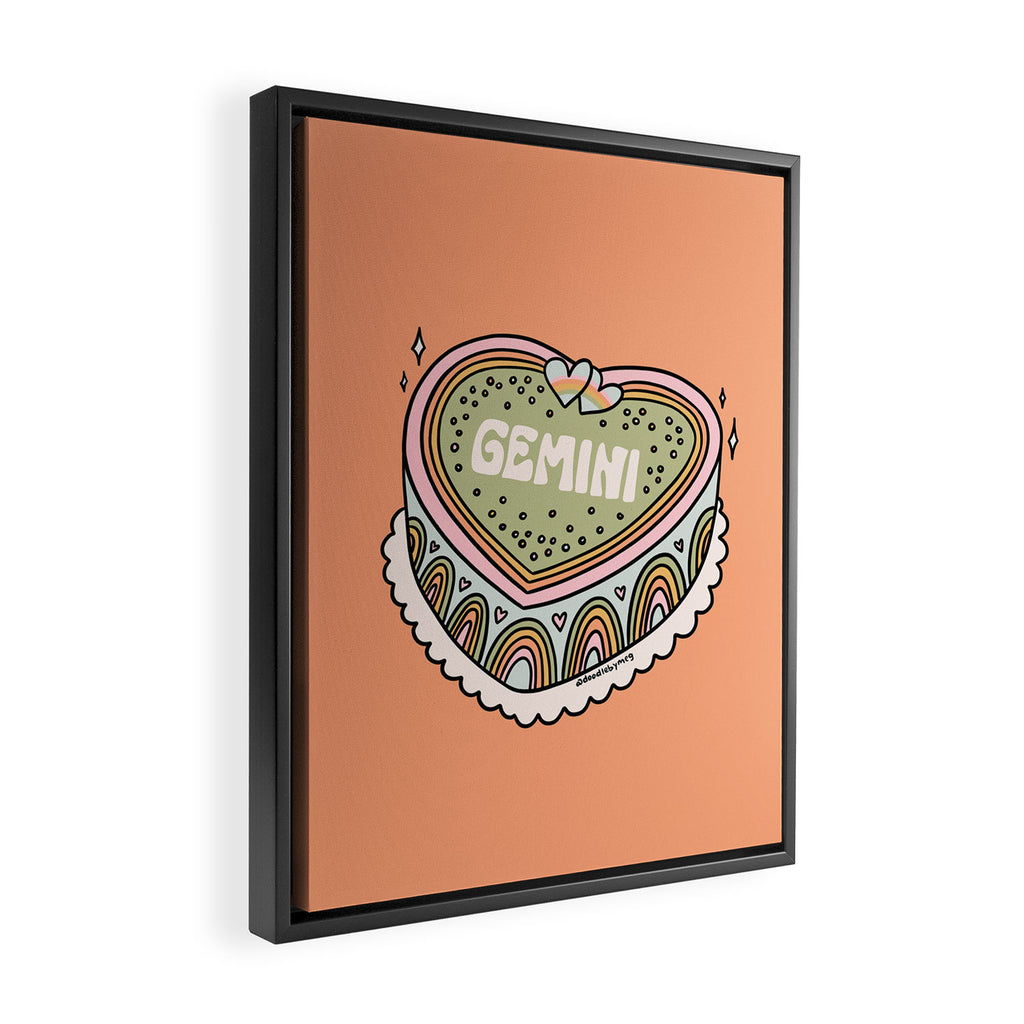 Gemini Heart Cake Framed Canvas Print Gallery Image 2