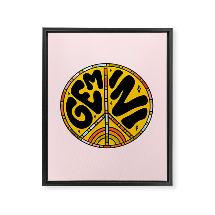 Gemini Peace Sign Framed Canvas Print Gallery Image 1