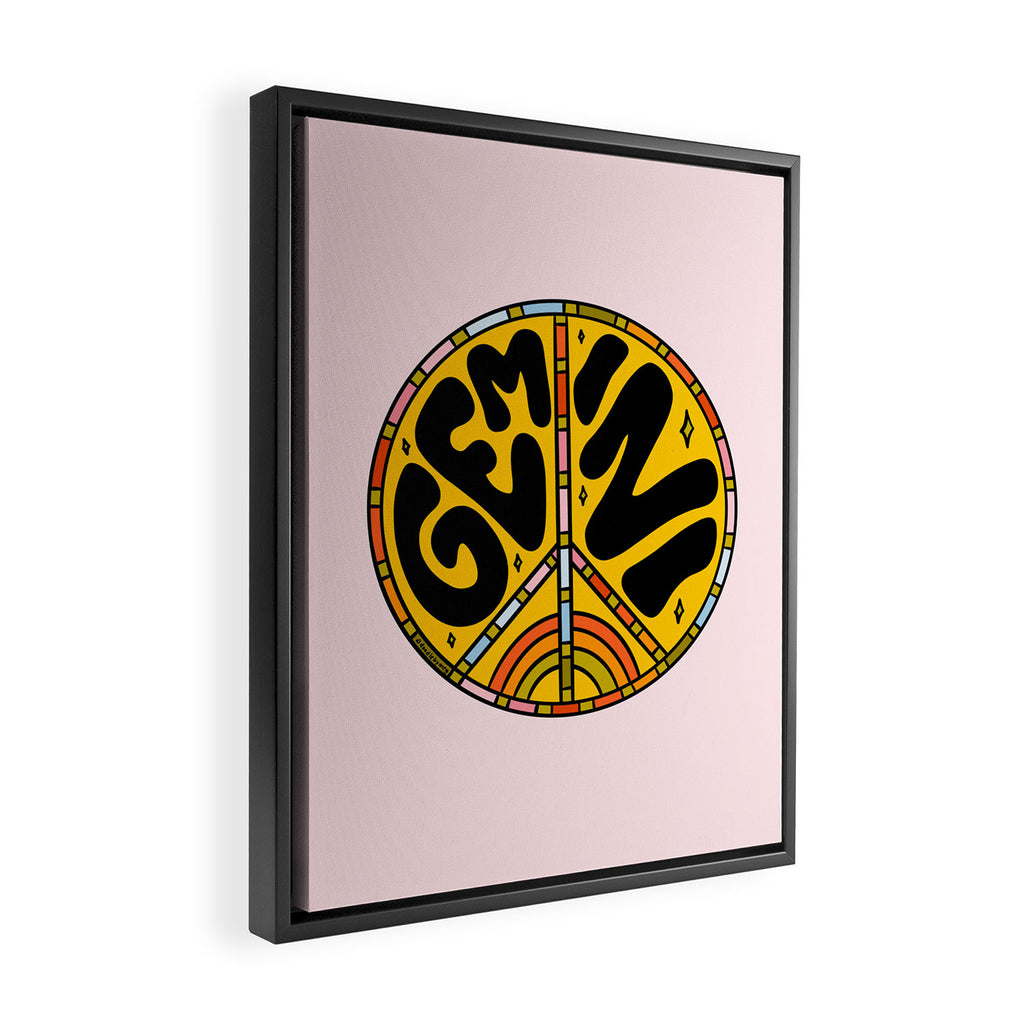 Gemini Peace Sign Framed Canvas Print Gallery Image 2