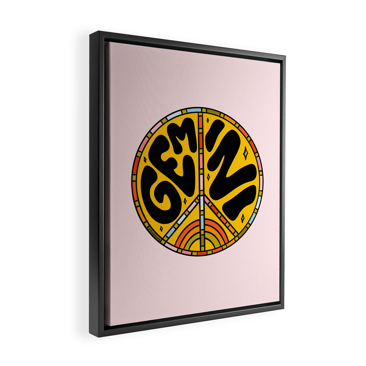 Gemini Peace Sign Framed Canvas Print Gallery Image 2