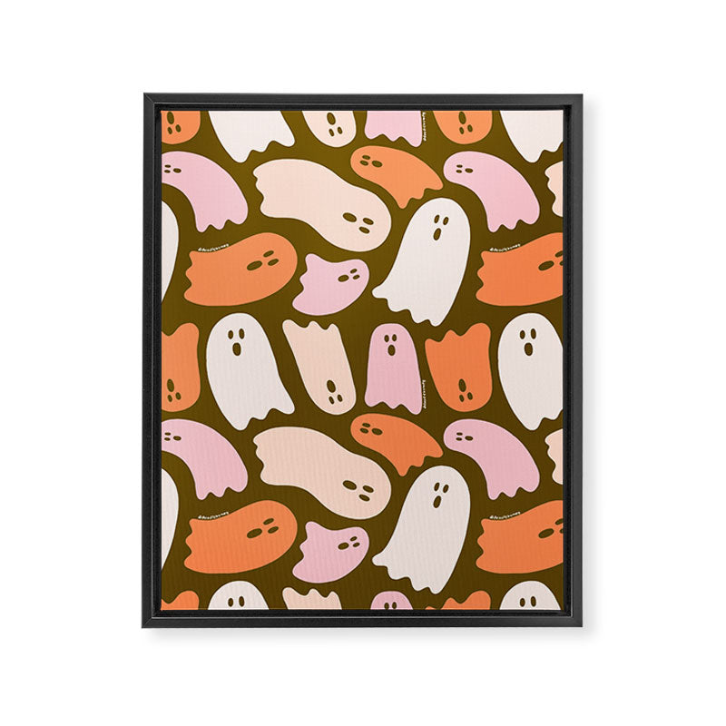 Ghost Print in Green Framed Canvas Print Gallery Image 8