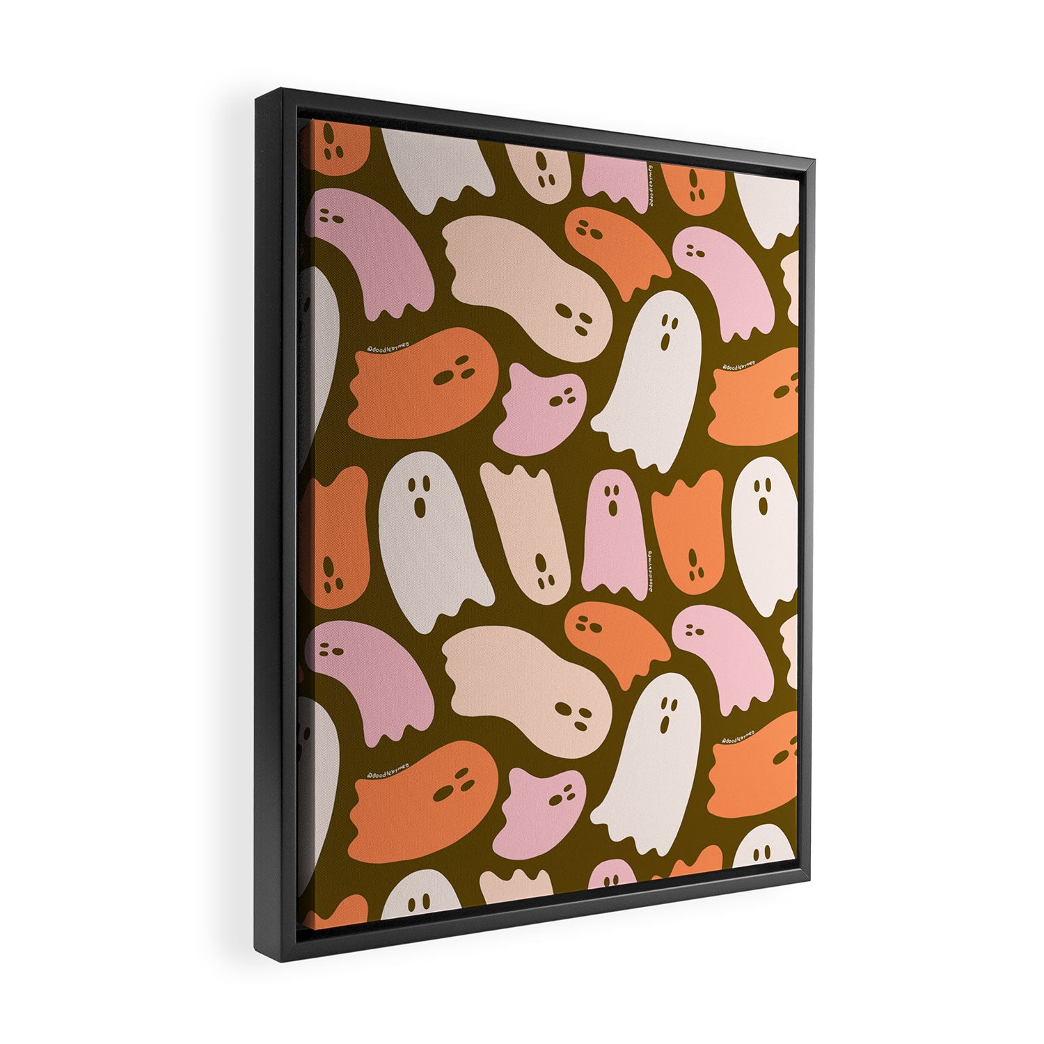 Ghost Print in Green Framed Canvas Print Gallery Image 2