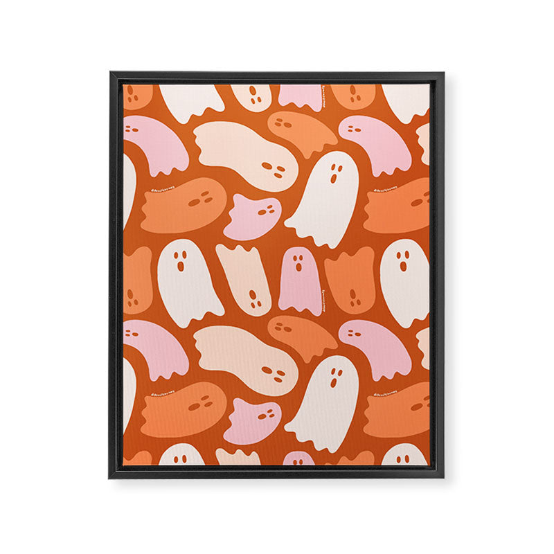Ghost Print in Orange Framed Canvas Print Gallery Image 8