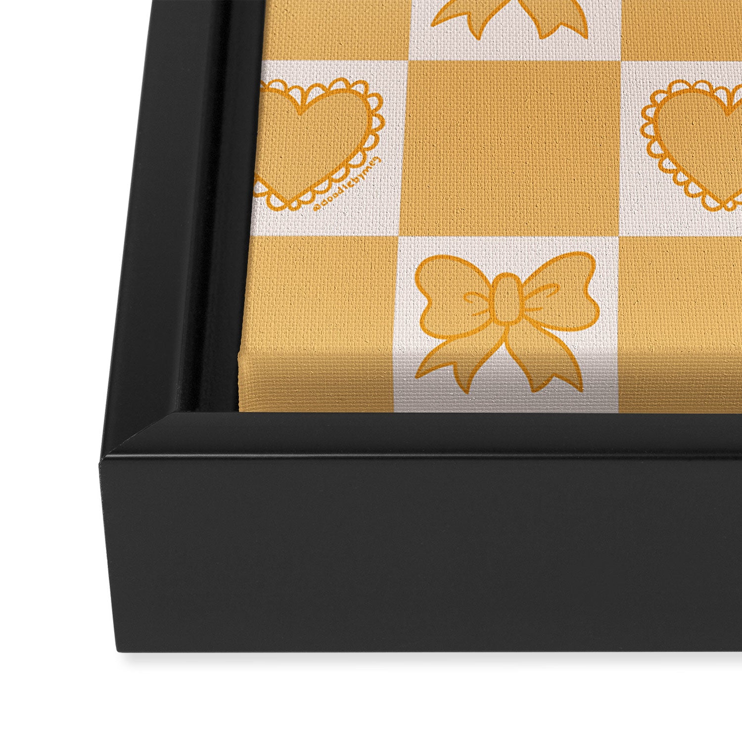 Gold Bow Checkered Print Framed Canvas Print Gallery Image 3