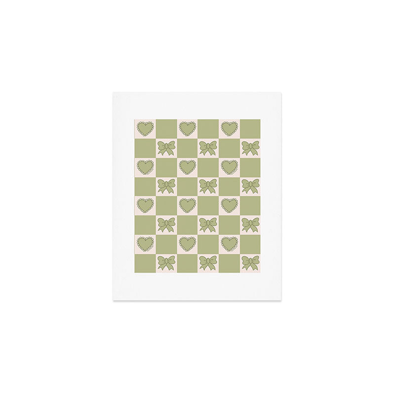 Green Bow Checkered Print Art Print Gallery Image 1
