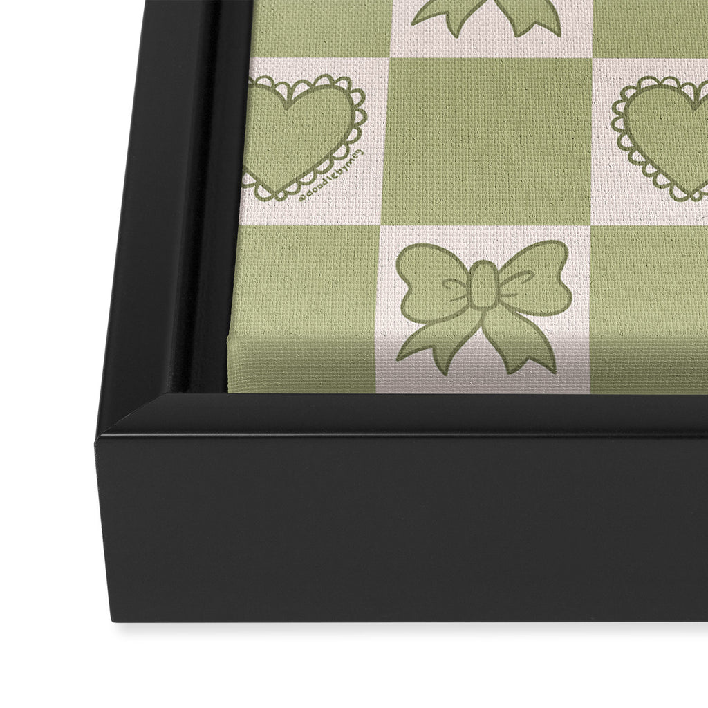 Green Bow Checkered Print Framed Canvas Print Gallery Image 3