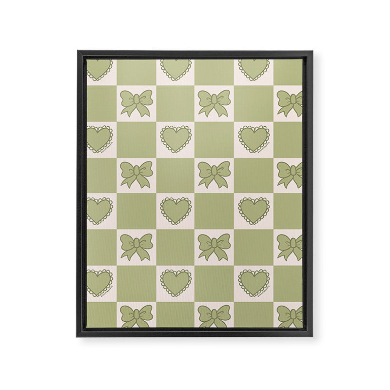 Green Bow Checkered Print Framed Canvas Print Gallery Image 8