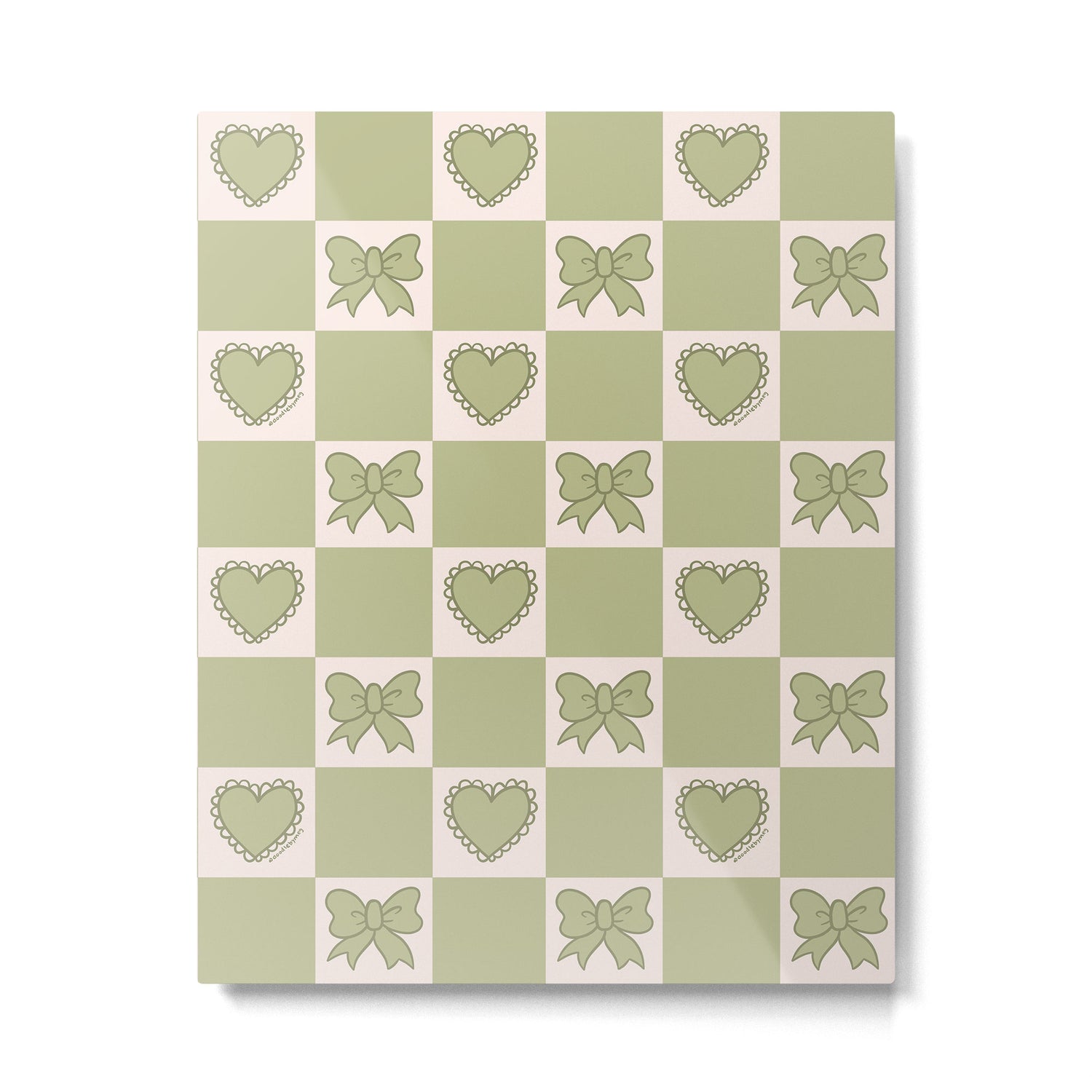 Green Bow Checkered Print Metal Print Gallery Image 6