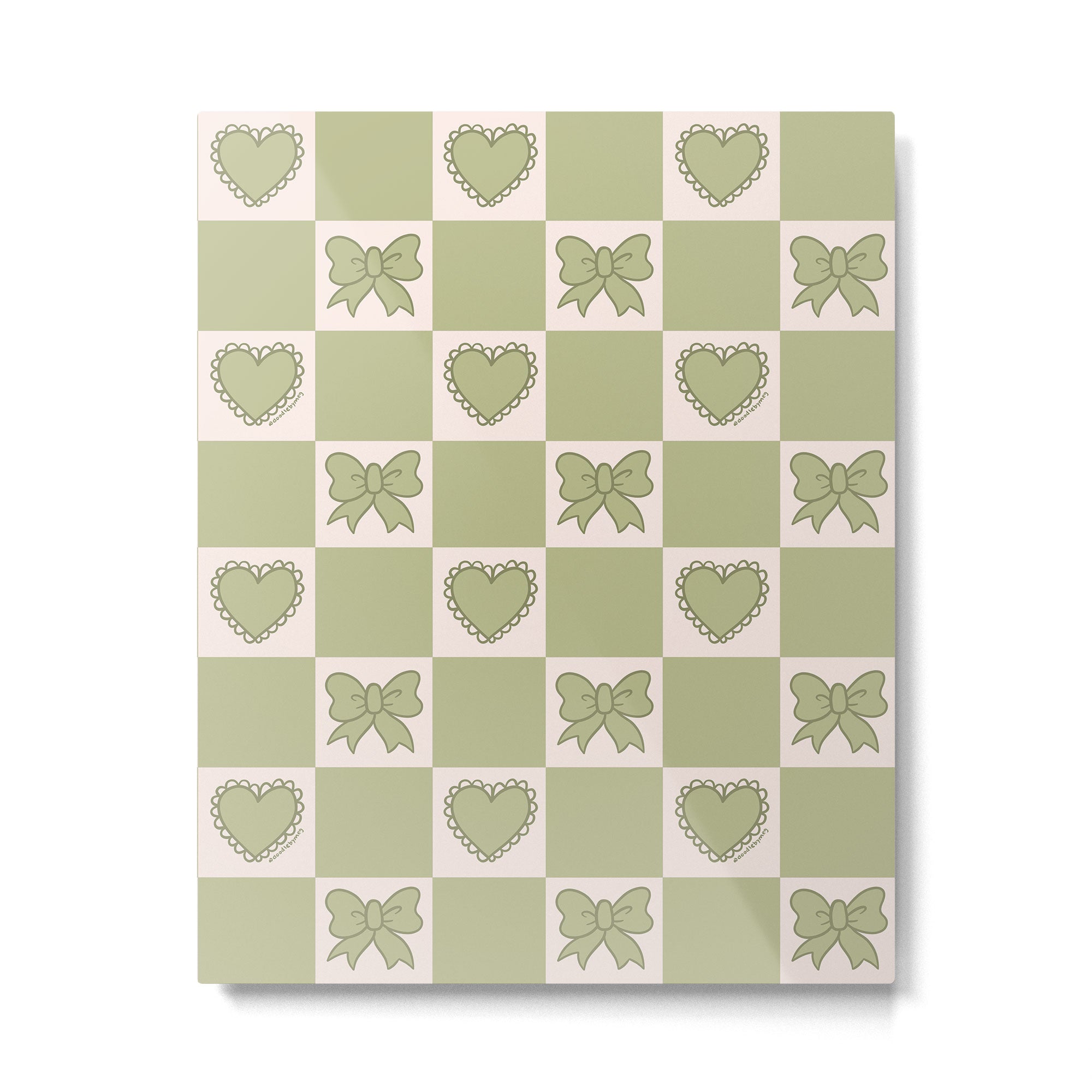 Green Bow Checkered Print Metal Print Gallery Image 6
