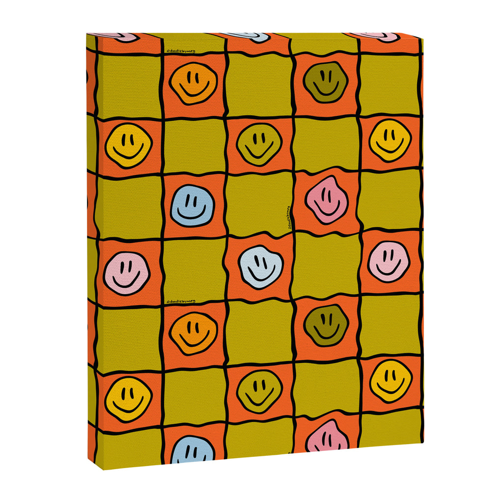 Green Happy Face Checkered Print Canvas Print Gallery Image 8