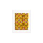 Green Happy Face Checkered Print Art Print Gallery Image 1