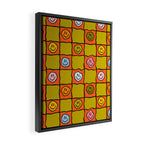 Green Happy Face Checkered Print Framed Canvas Print Gallery Image 2