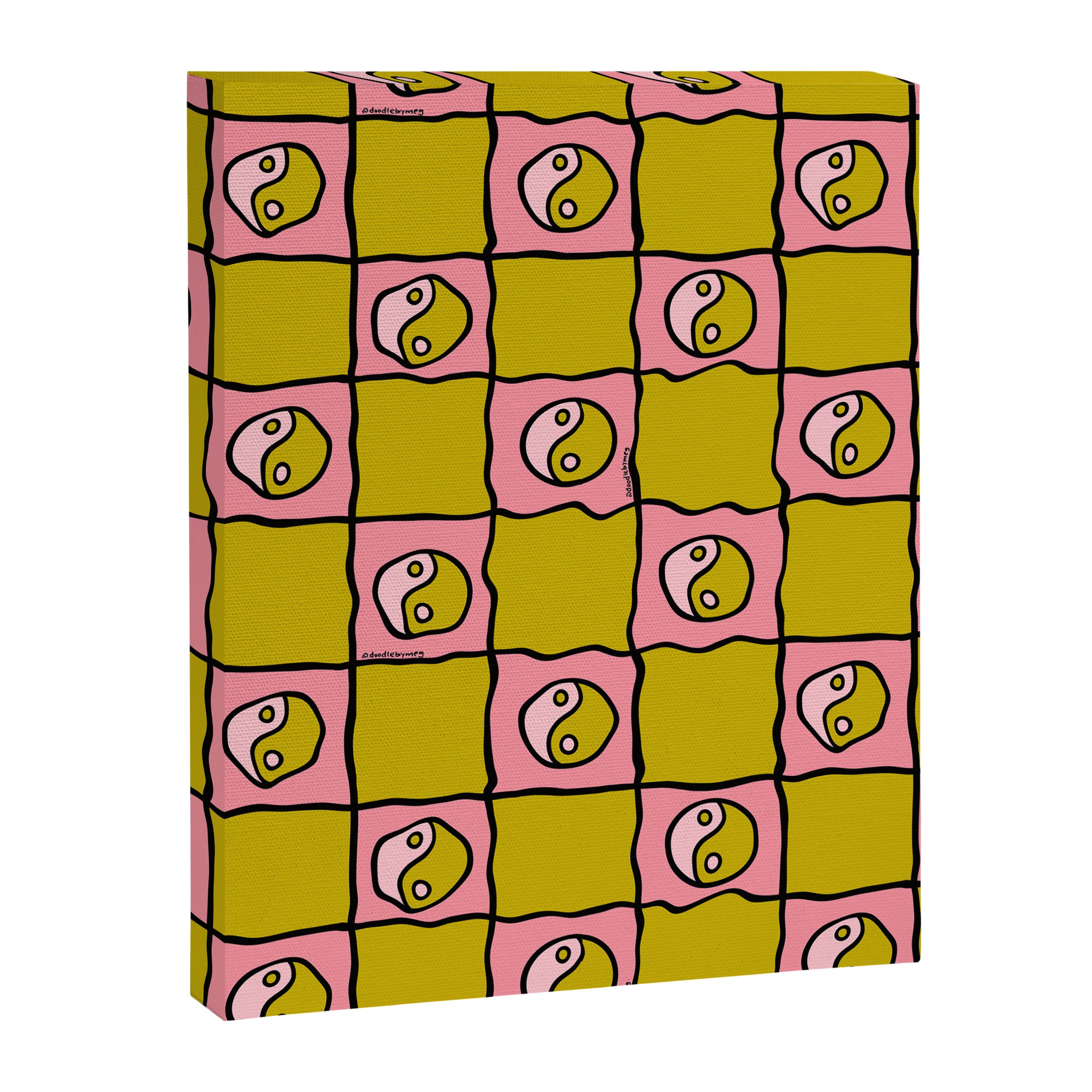 Green Ying Yang Checkered Print Canvas Print Gallery Image 8