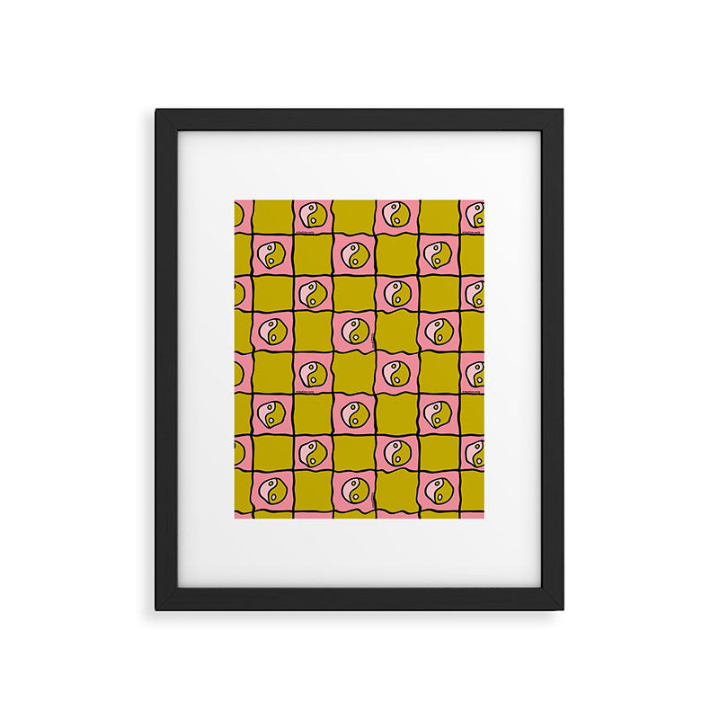 Green Ying Yang Checkered Print Framed Art Print Gallery Image 6