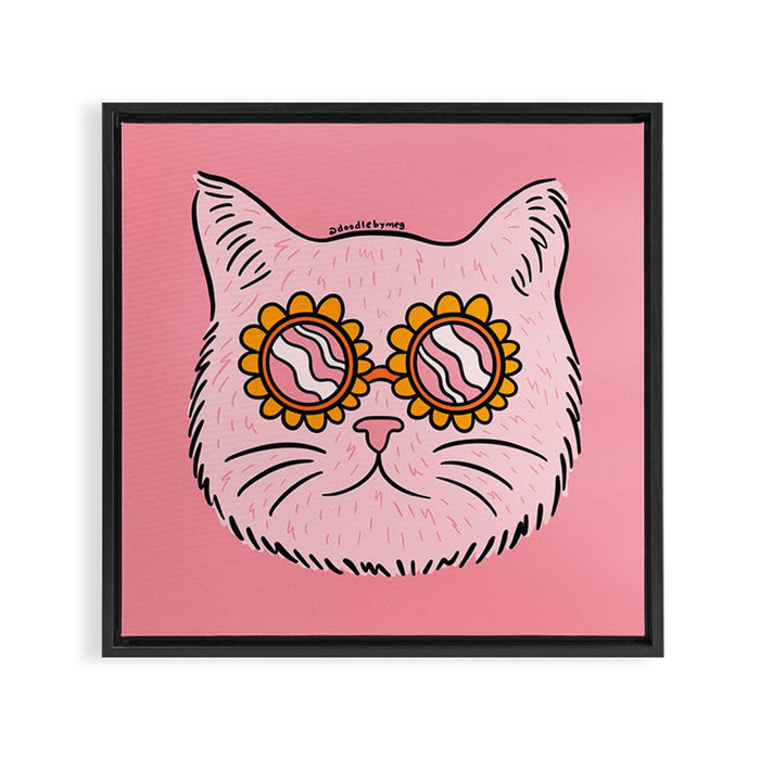 Groovy Cat Framed Canvas Print Gallery Image 1